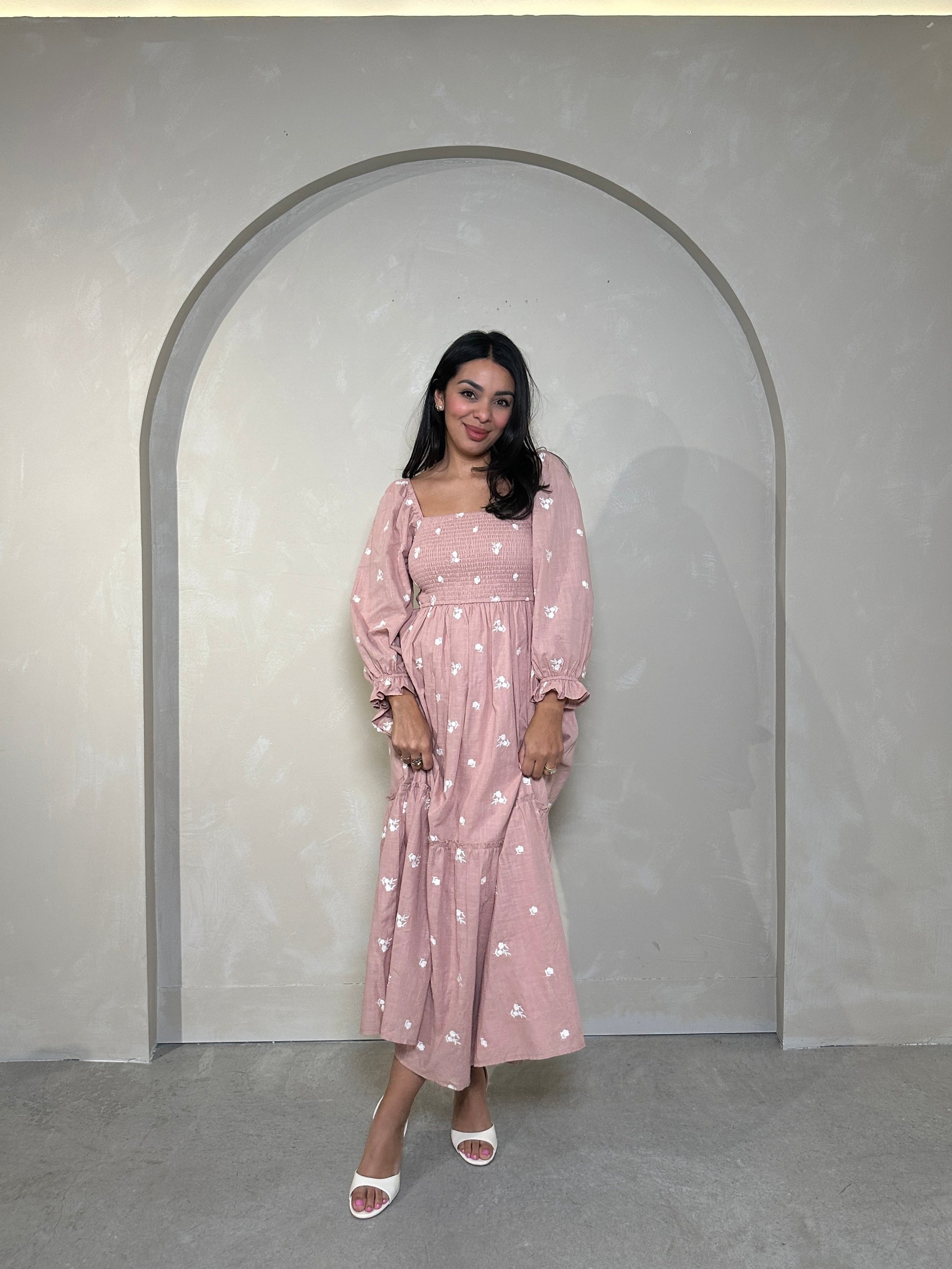 hazel embroidered midi dress Alemais Hazel Embroidered Midi Dress White