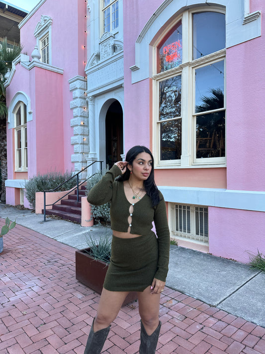 Arlo Cardigan & Mini Skirt Set